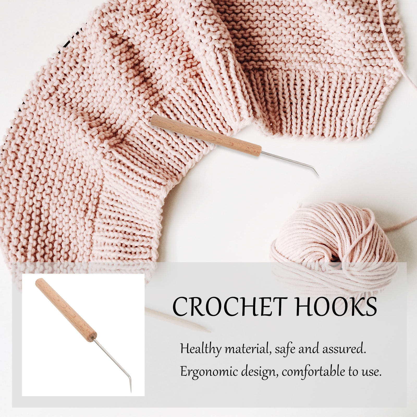 Wooden Crochet Hooks Ergonomic Handle - 1Pcs Crochet Hooks Wooden Knitting Tool