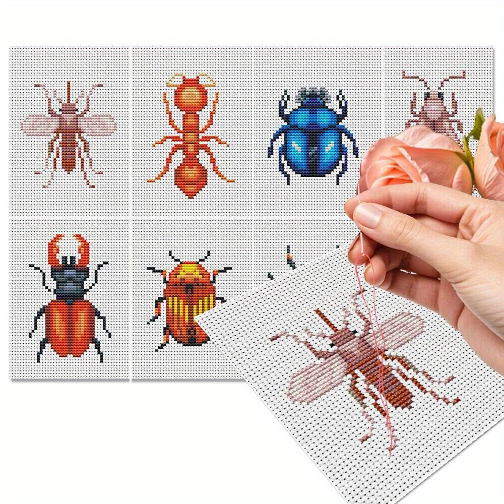 Cotton Embroidery Thread Skeins - 8Pcs Insect Cross Stitch Embroidery Kit