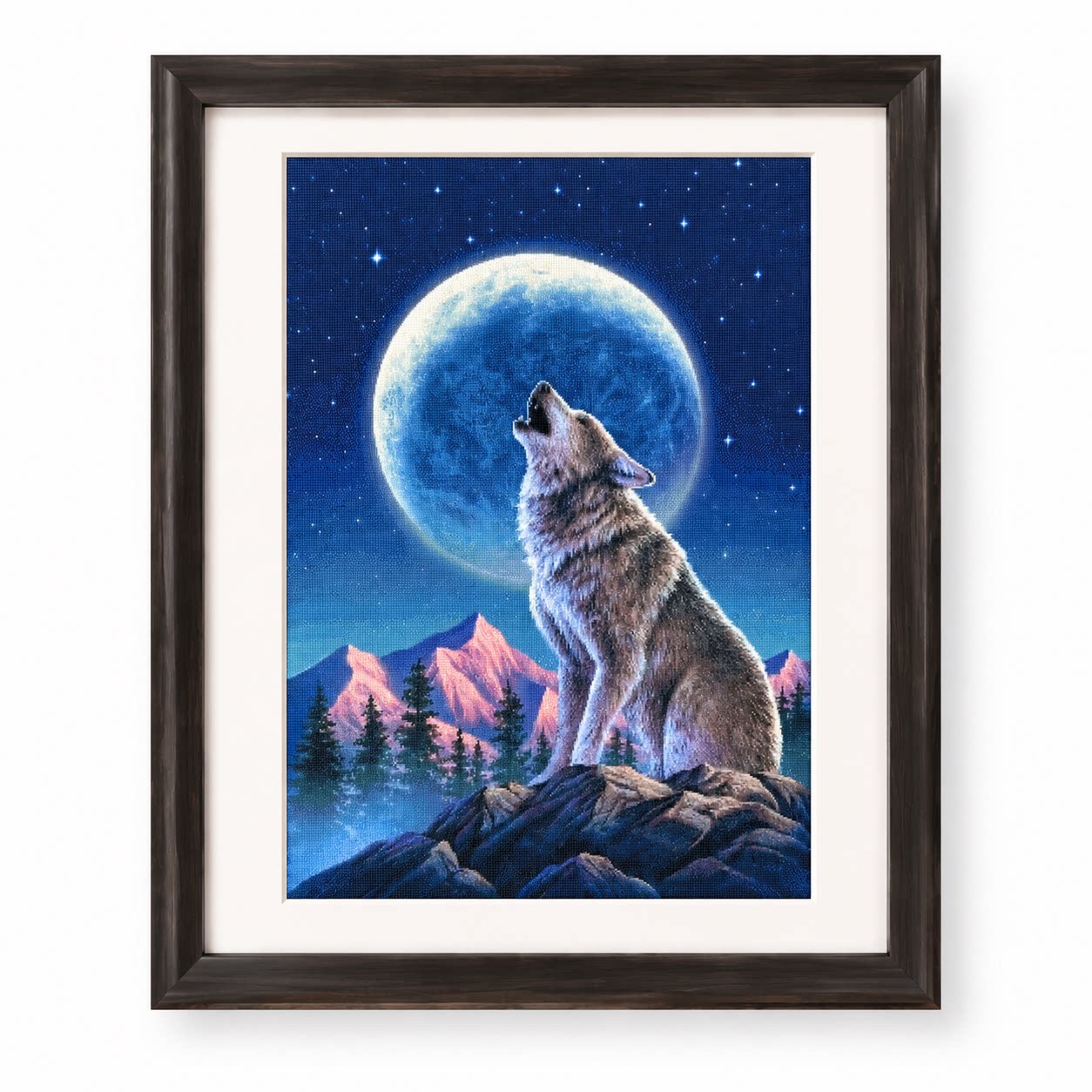 [ZZ9252-Lone Wolf Under the Mo - đánh giá và giá Cross Stitch Stamped Kits Beginners