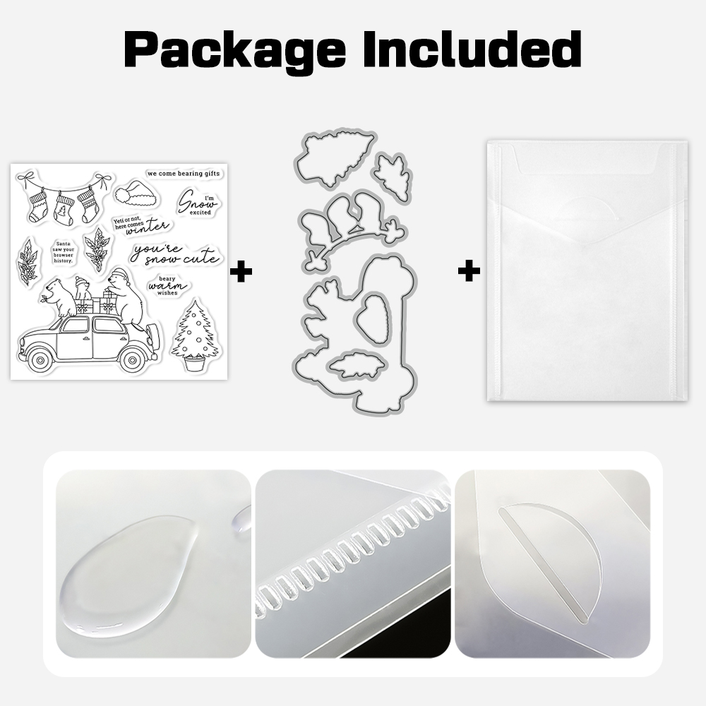 Christmas Driving Polar Bears  - đánh giá và giá Clear Silicone Stamps For Card Making