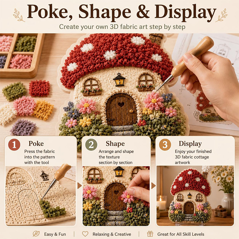 3D Mushroom House Poke Art DIY - đánh giá và giá Craft Tools