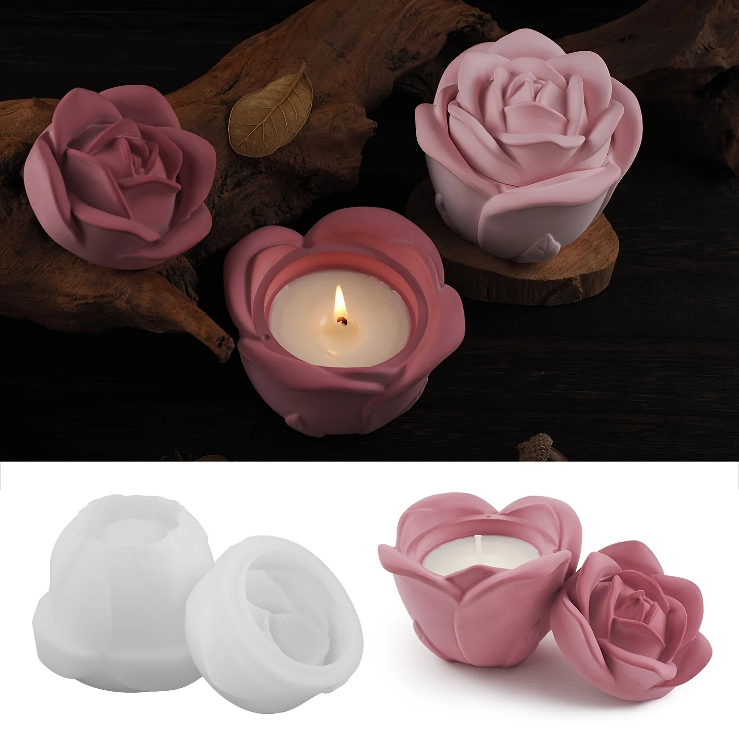 2-Piece Set Rose Shaped Silico - đánh giá và giá Silicone Epoxy Resin Molds Set