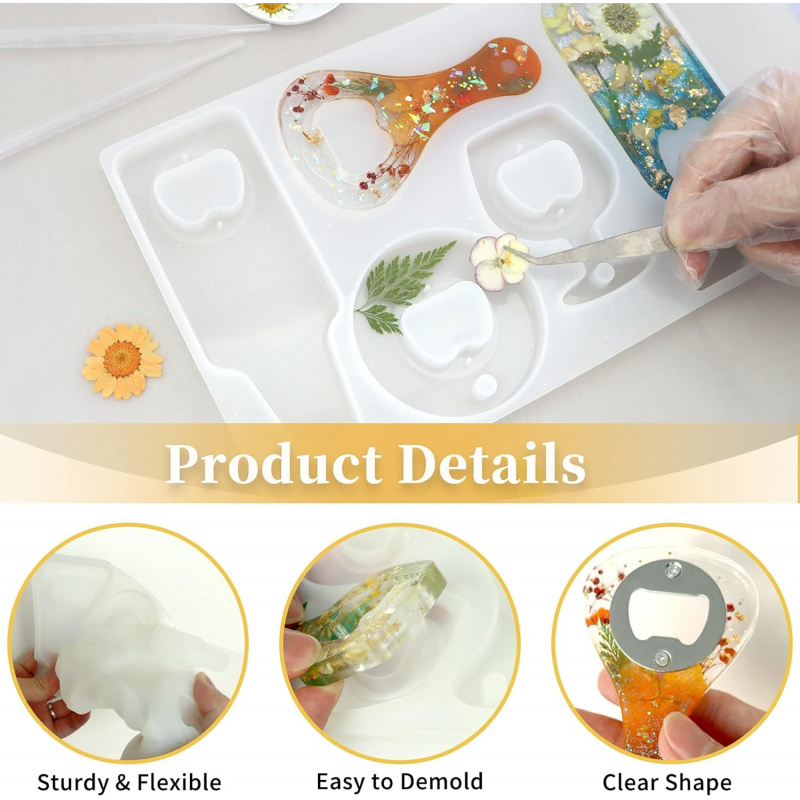 Bottle opener resin mold、Beer  - đánh giá và giá Silicone Epoxy Resin Molds Set