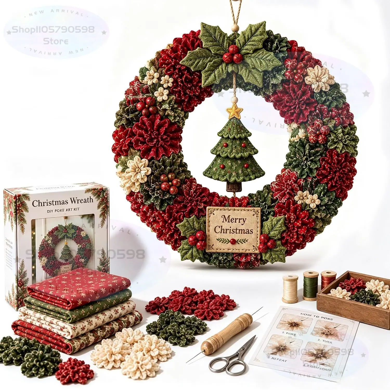 3D Fabric Poke Wreath DIY Kit, - đánh giá và giá Sewing