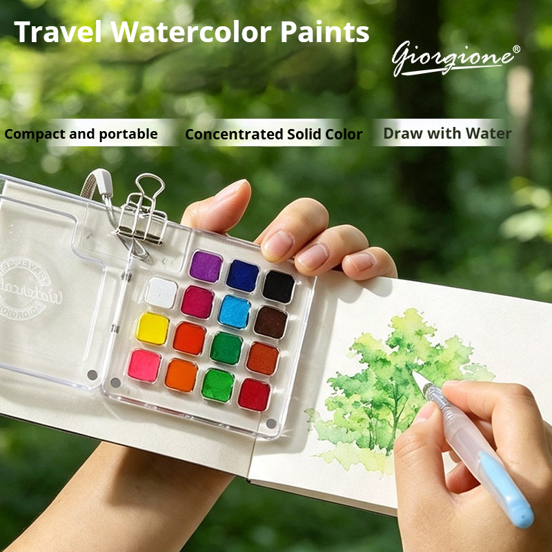 15 Colors Portable Travel Soli - đánh giá và giá Watercolor Paint Set Solid Pigment