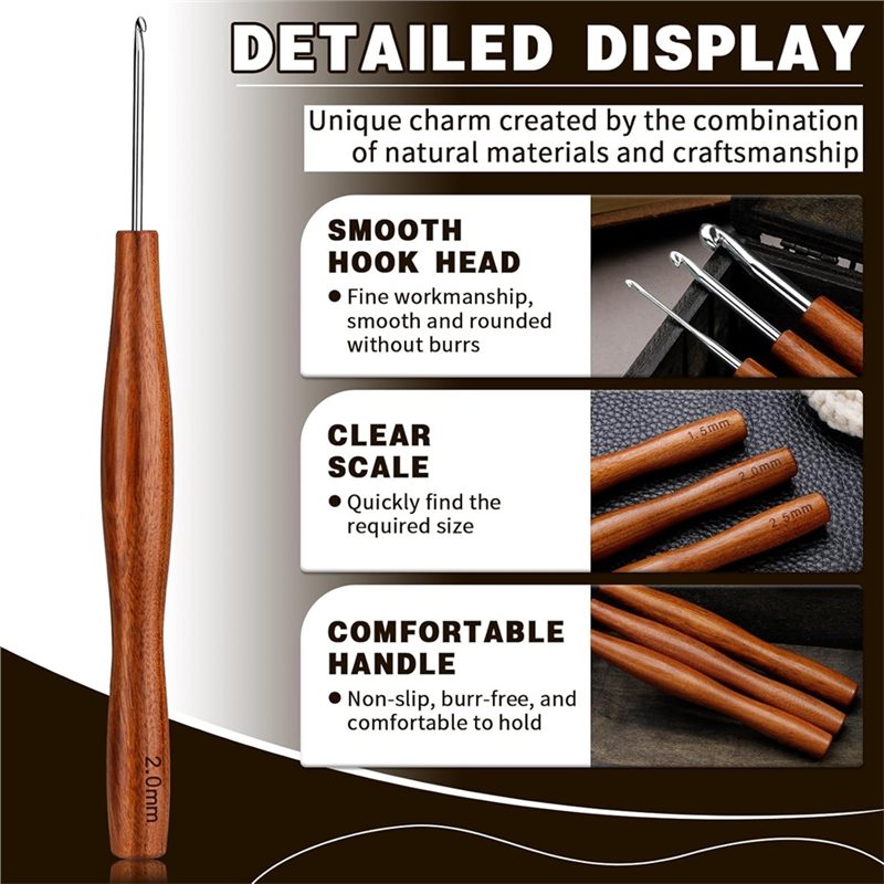 AS94-5 Pcs Crochet Hook, 5 Siz - đánh giá và giá Wooden Crochet Hooks Ergonomic Handle