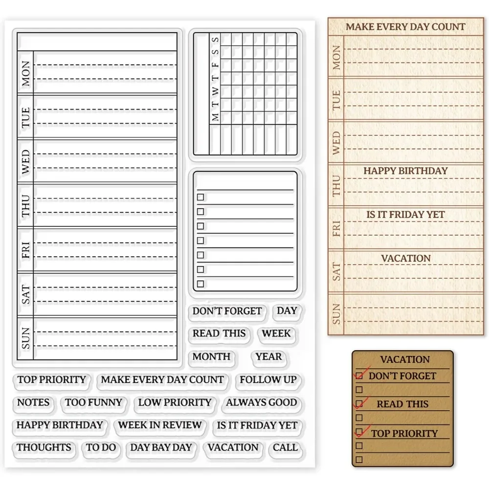 Weekly Plan Clear Stamp Calend - đánh giá và giá Clear Silicone Stamps For Card Making
