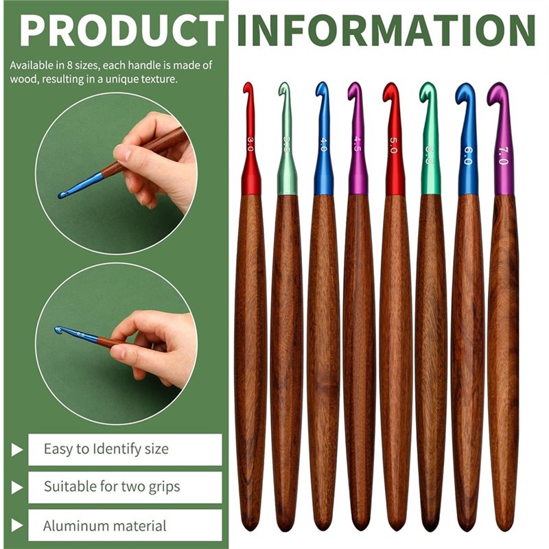 AB34-Aluminum Crochet Hooks Wi - đánh giá và giá Wooden Crochet Hooks Ergonomic Handle