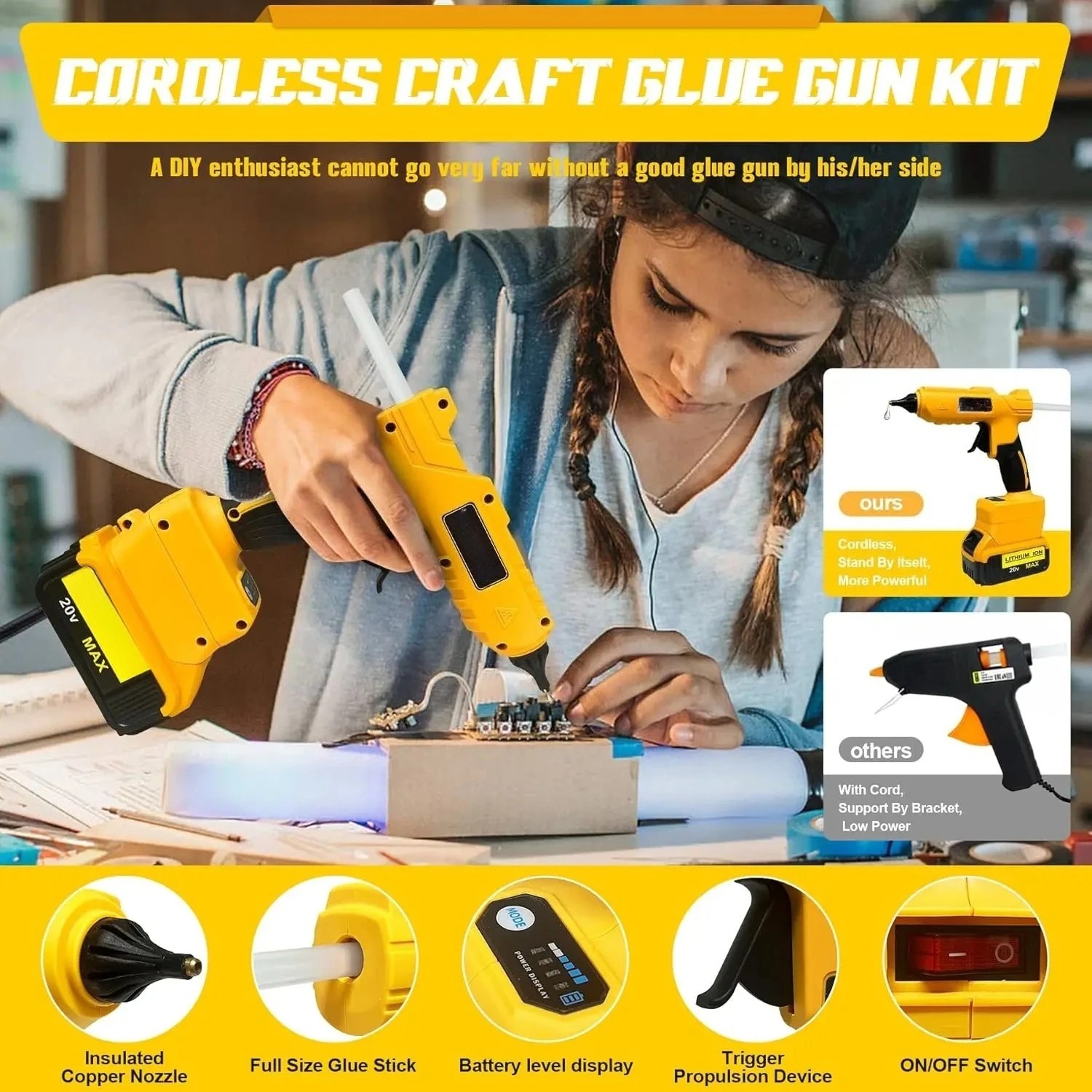 Cordless Electric Handheld Hot - đánh giá và giá Hot Melt Glue Gun Cordless